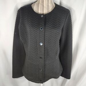 IsaacMizrahiLive Black Snap Front Long Sleeve Collarless Jacket Size Medium